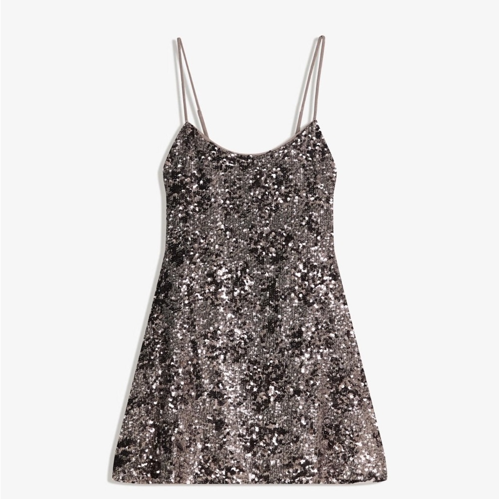 Bershka Silver Mini Sequin Dress - Picture 3 of 6